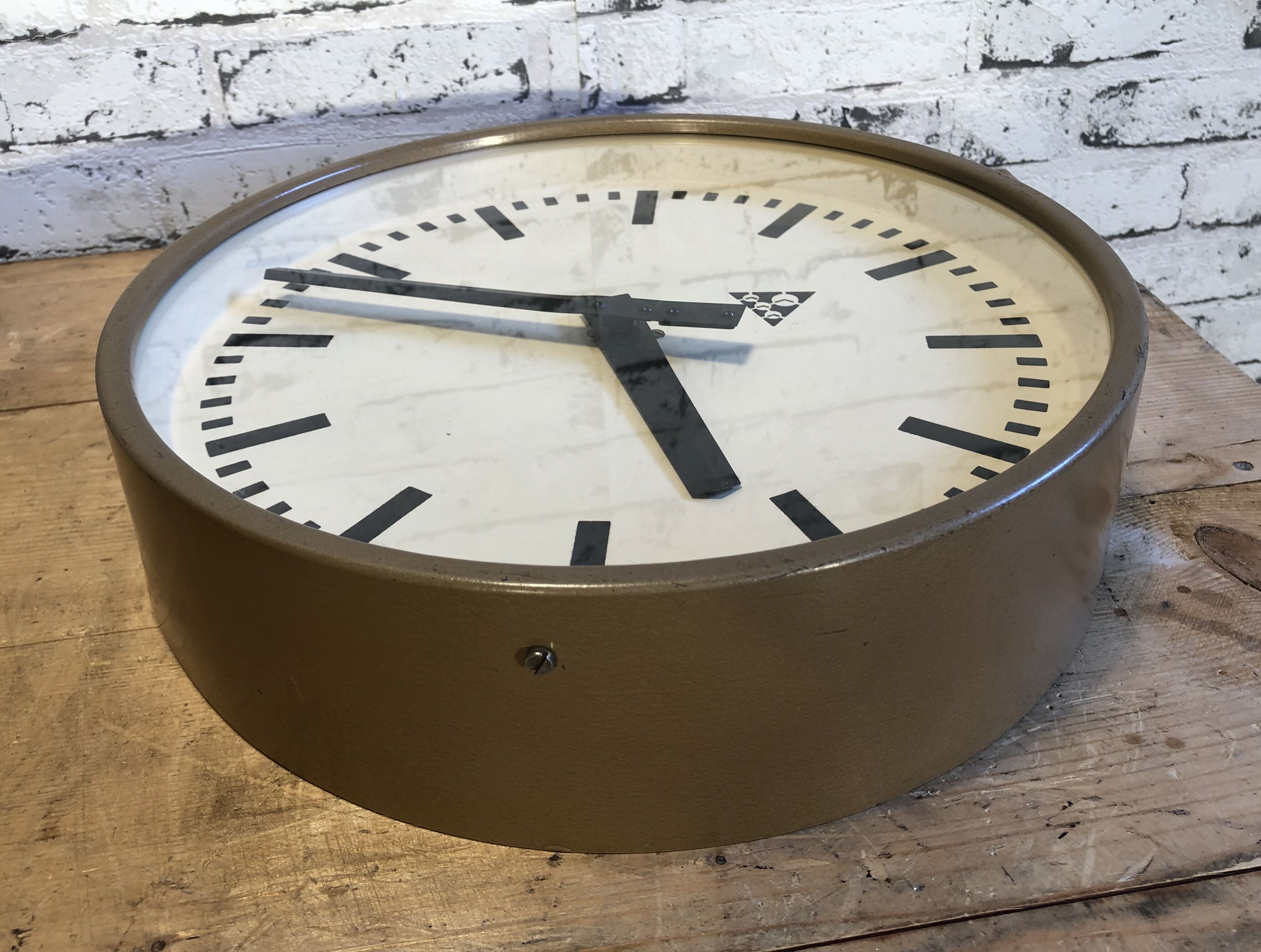 Brown Industrial Wall Clock From Pragotron, 1960s
