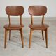 Pair of vintage French chairs in light brown skai