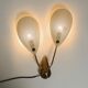 Mid Century Modern brass wall lamp with perforated metal sheet lampshades