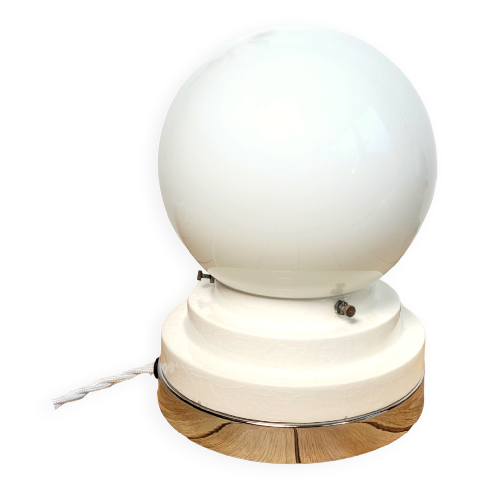 Vintage ceramic and chrome globe lamp