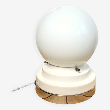 Lampe globe vintage céramique et chrome