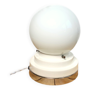 Lampe globe vintage céramique et chrome