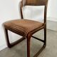 Set of 6 old baumann design sled chairs from the 60s wood and fabric