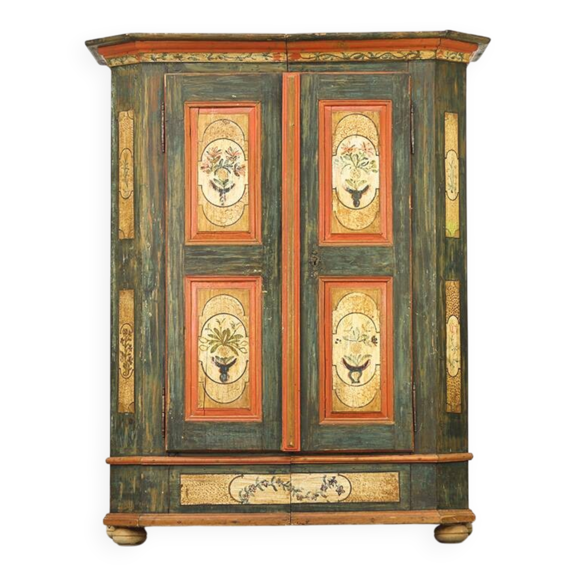 Painted Folk Art Bridal Cabinet