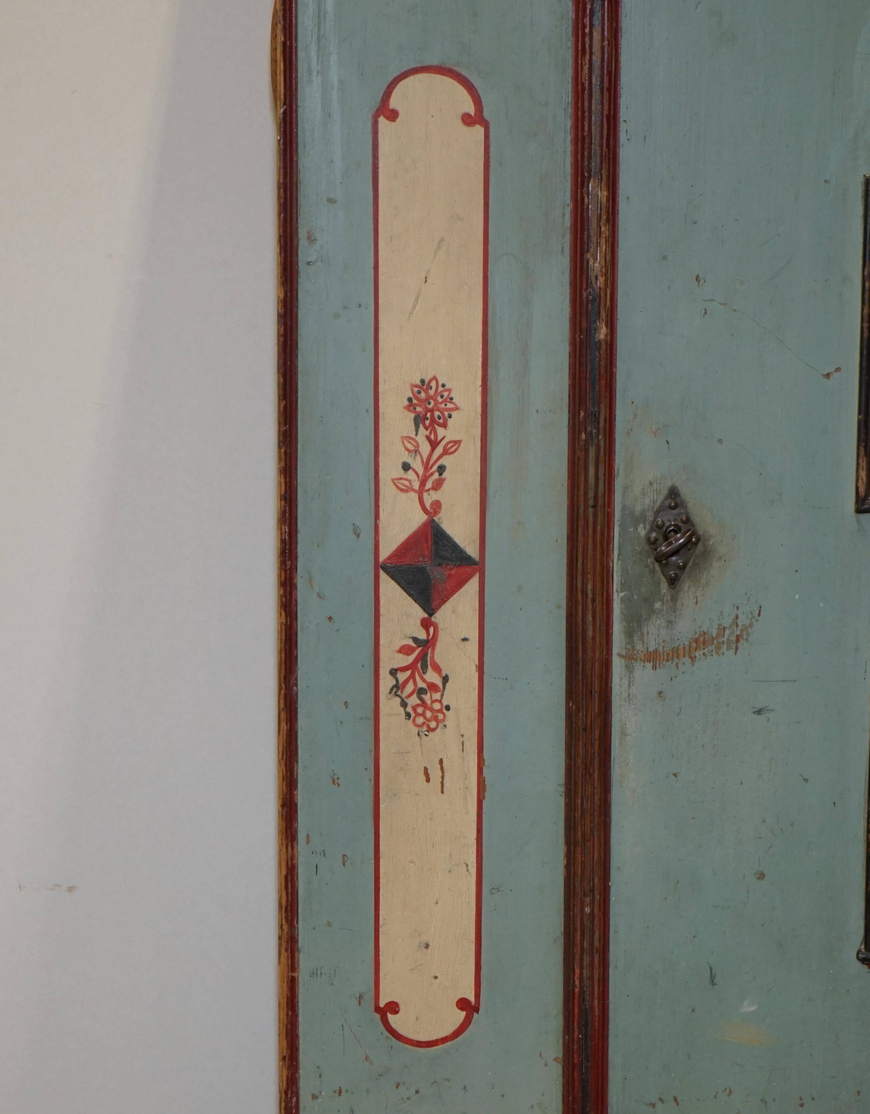 Antique German wedding armoire, hand-painted, 1818.