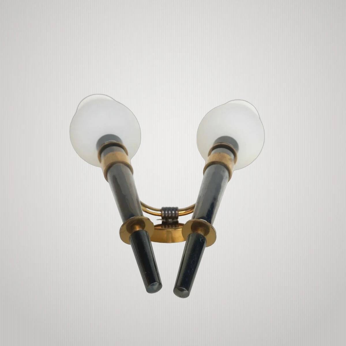 Exceptional double torch wall light modernist Arlus 50s height 44cm