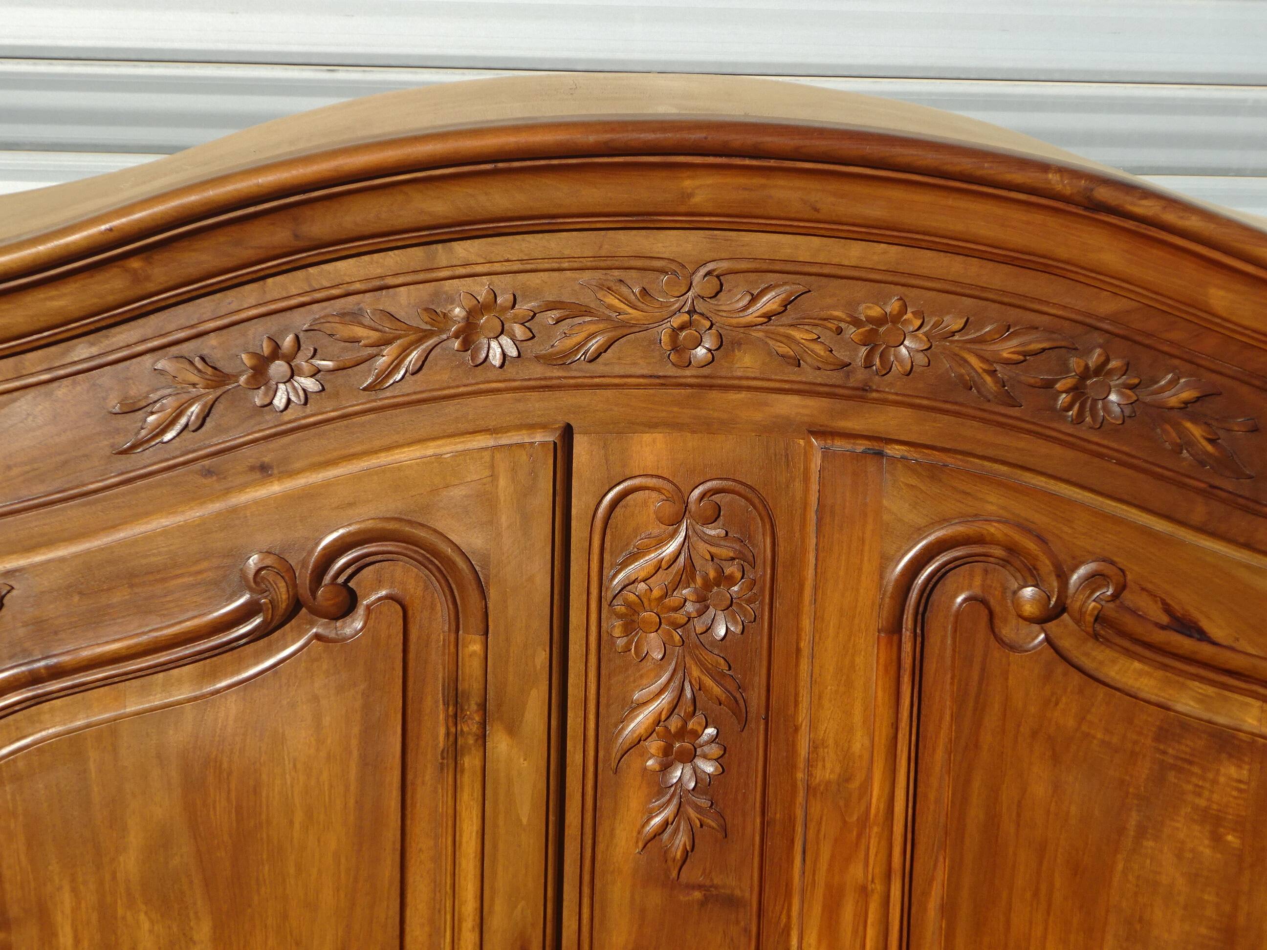 solid walnut wardrobe in Louis XV style