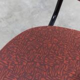 Vintage 70s chair in black lacquered metal and atypical red vinyl