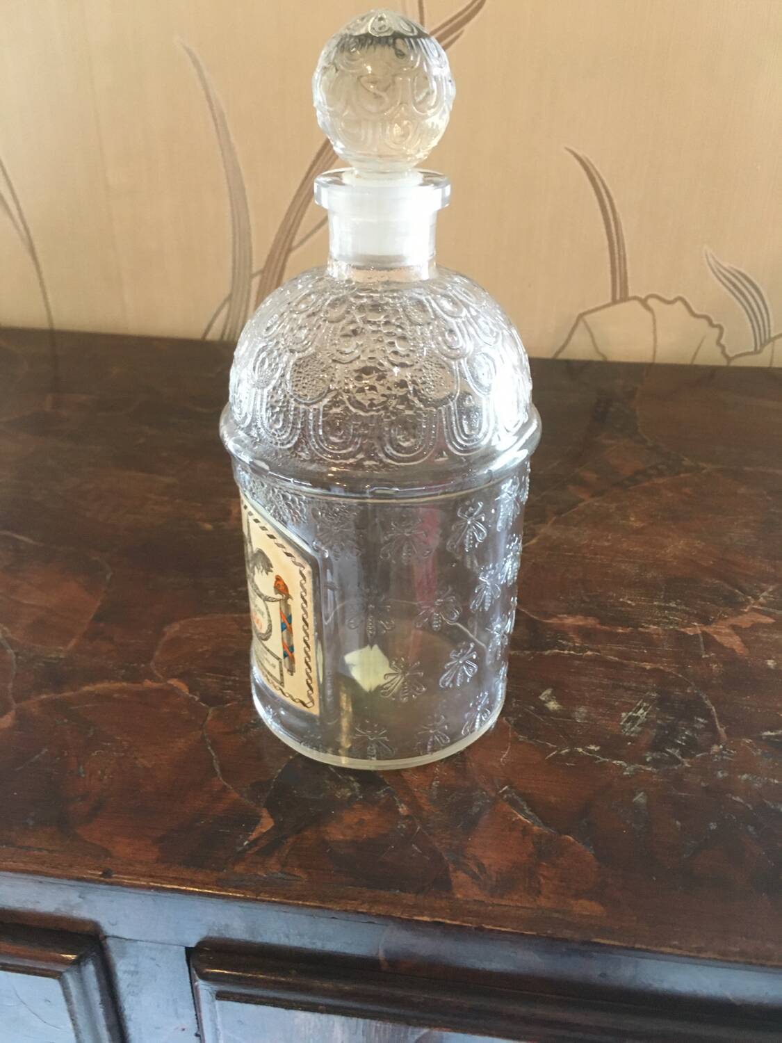 Old Guerlain perfume bottle engraved glass bees