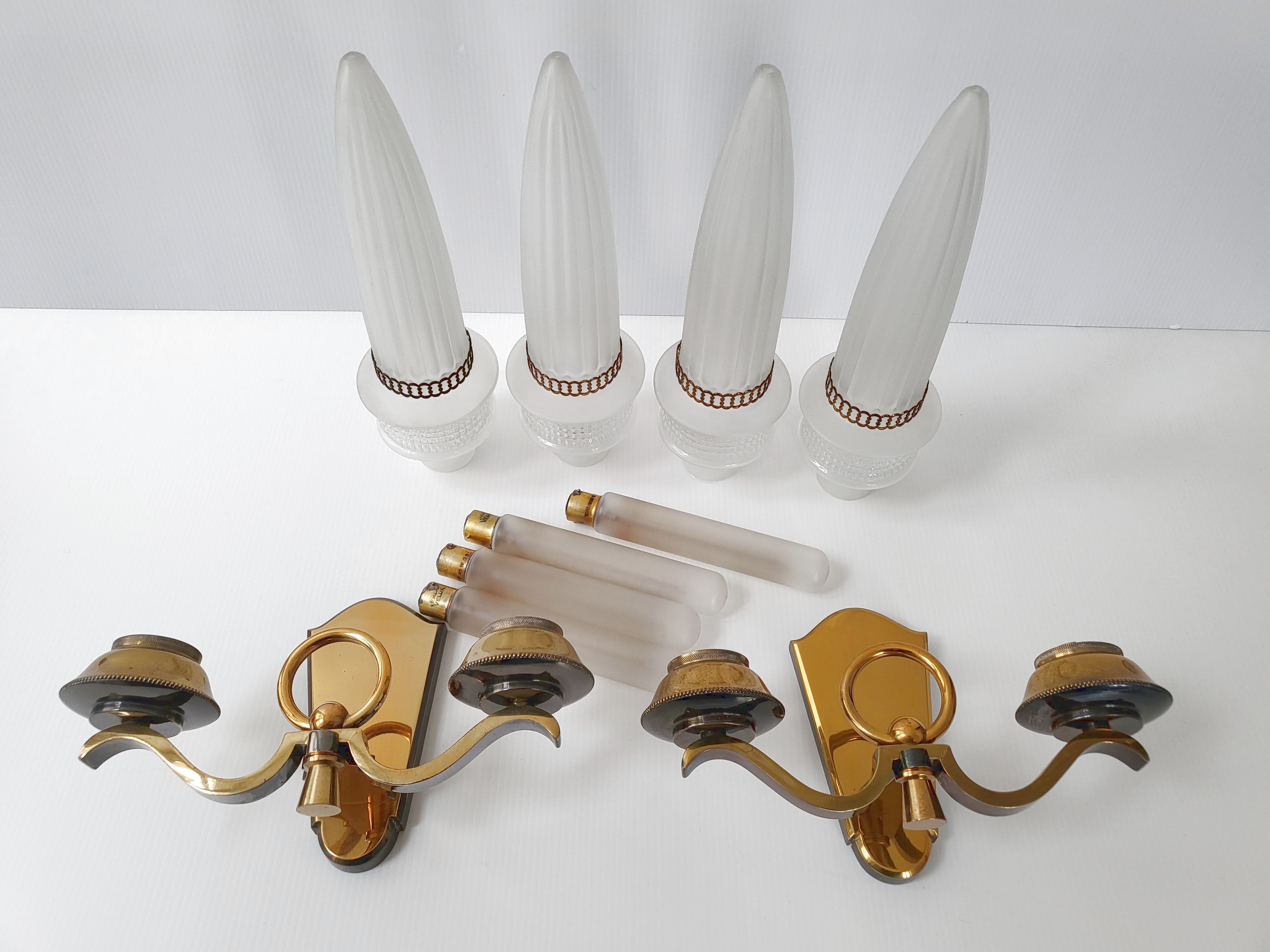 Pair of vintage bronze wall lamps house Libéros 1950