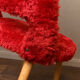 Pair of vintage red shaggy armchairs from the 1960s.