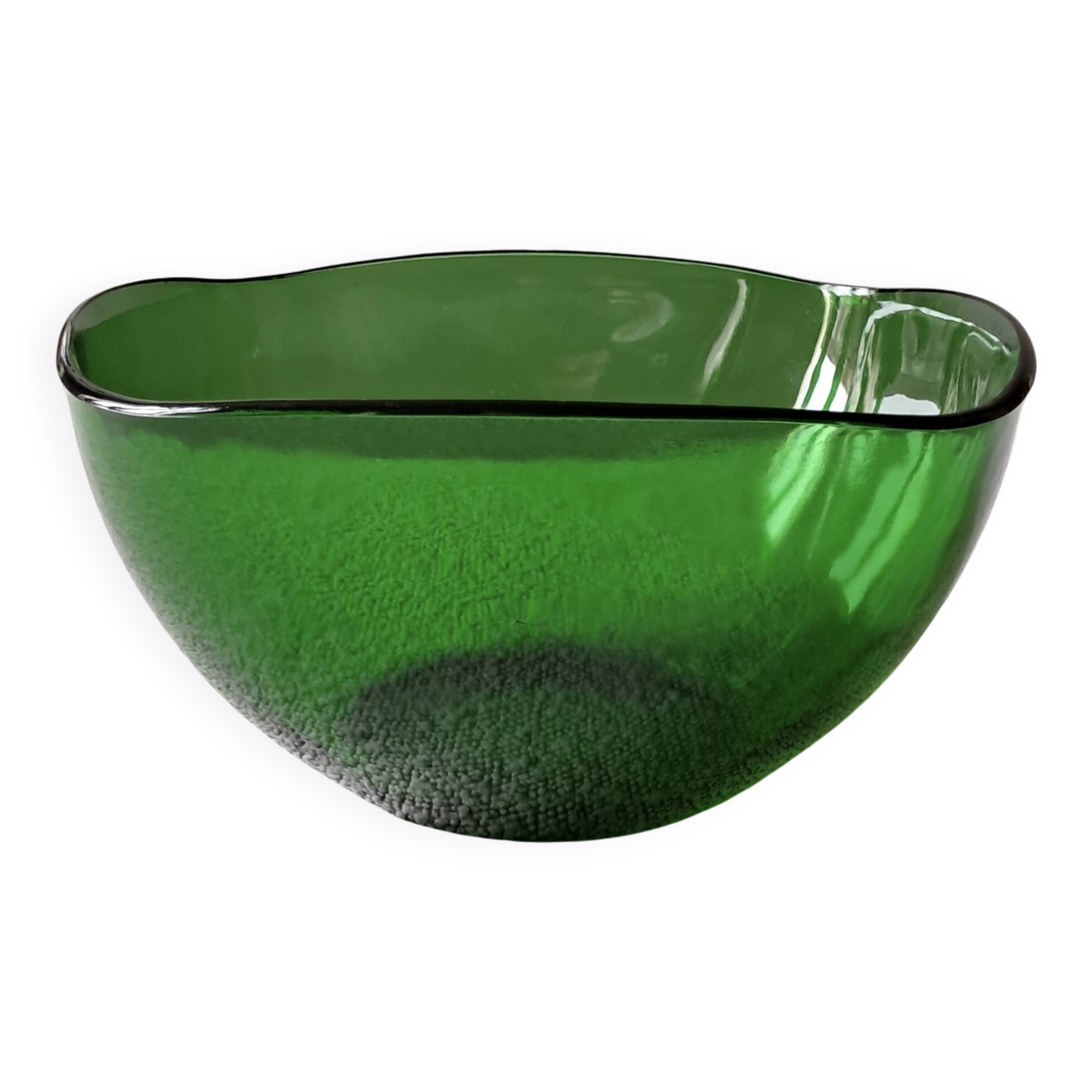 Vintage emerald green salad bowl made in France.