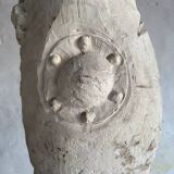 Set of two natural white plaster sculptures by Walter De Buck — figurative folkloric pair