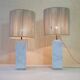 Pair of marble lamps from the 60s and their rope lampshades.