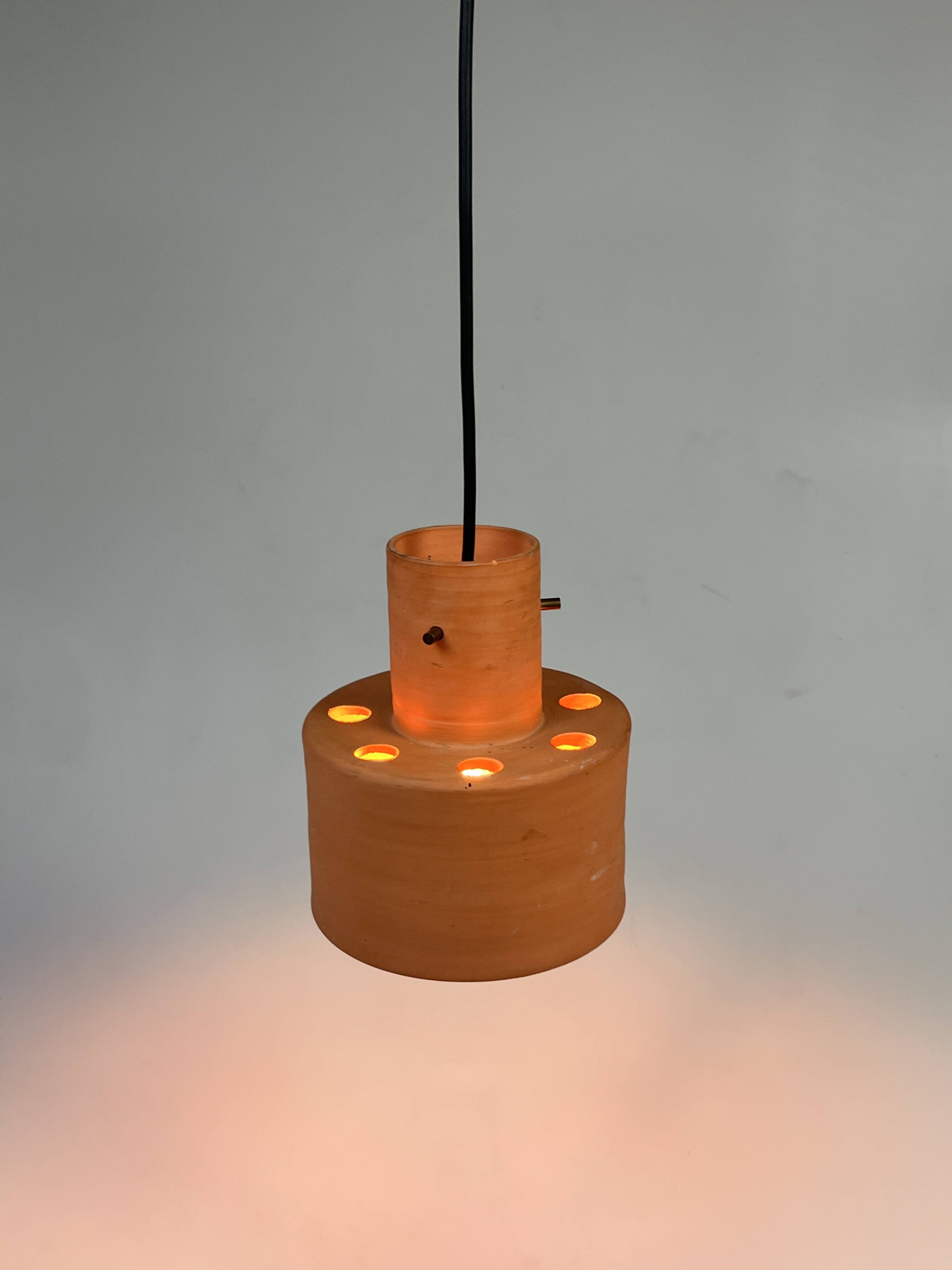 Vintage Hanging Lamp, Artiforte Netherlands, Terracotta, 1950s