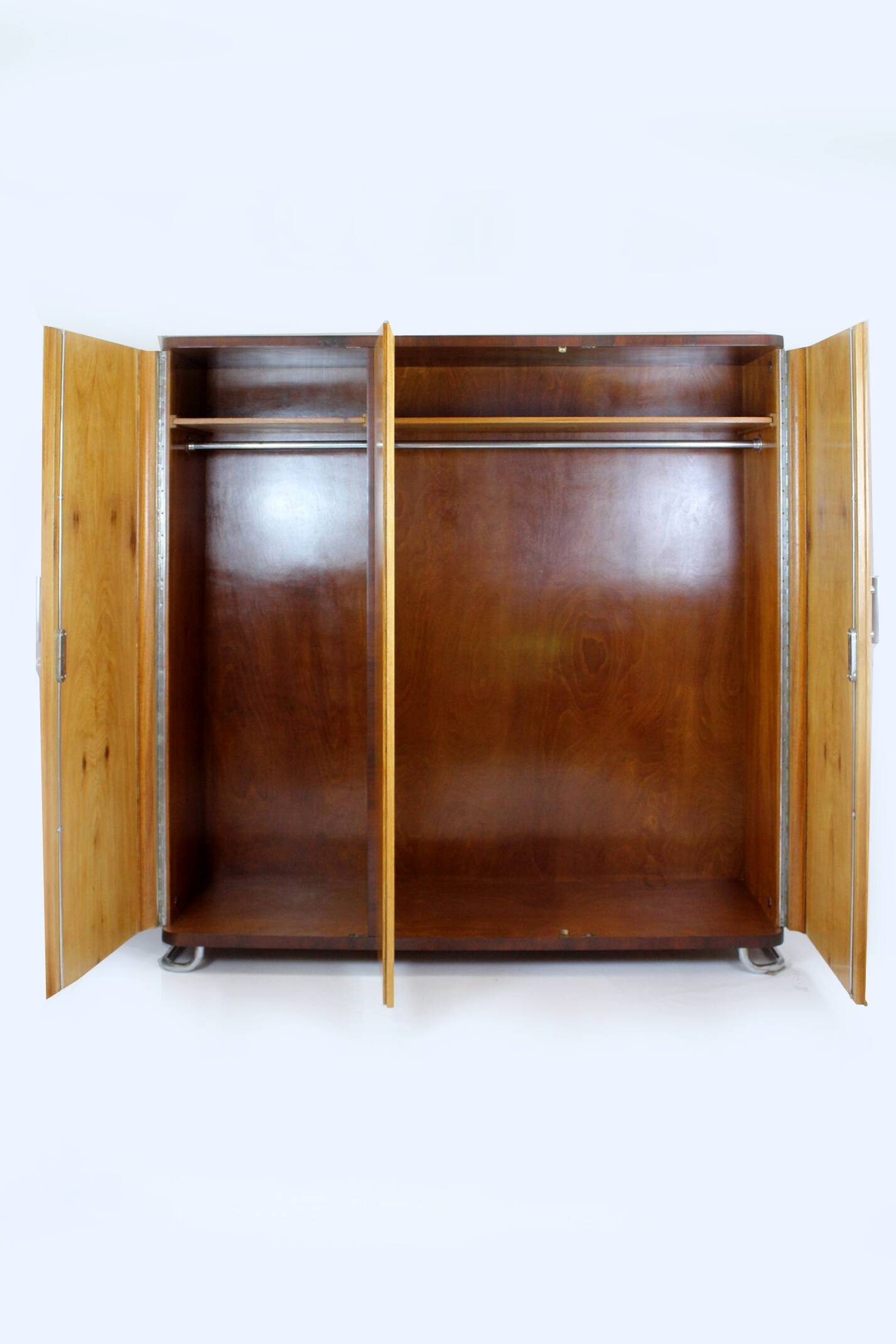 Vintage Bauhaus Chromed Tubular Steel Wardrobe by Hynek Gottwald, 1930s