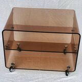 Desserte a roulettes vintage 1970 en plexiglass michel dumas