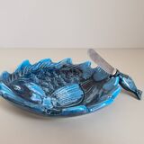 Ceramic butter dish signed Vallauris fish decor and its knife / fish / ceramic / 1960 / French riviera / Mid-Century / 20th