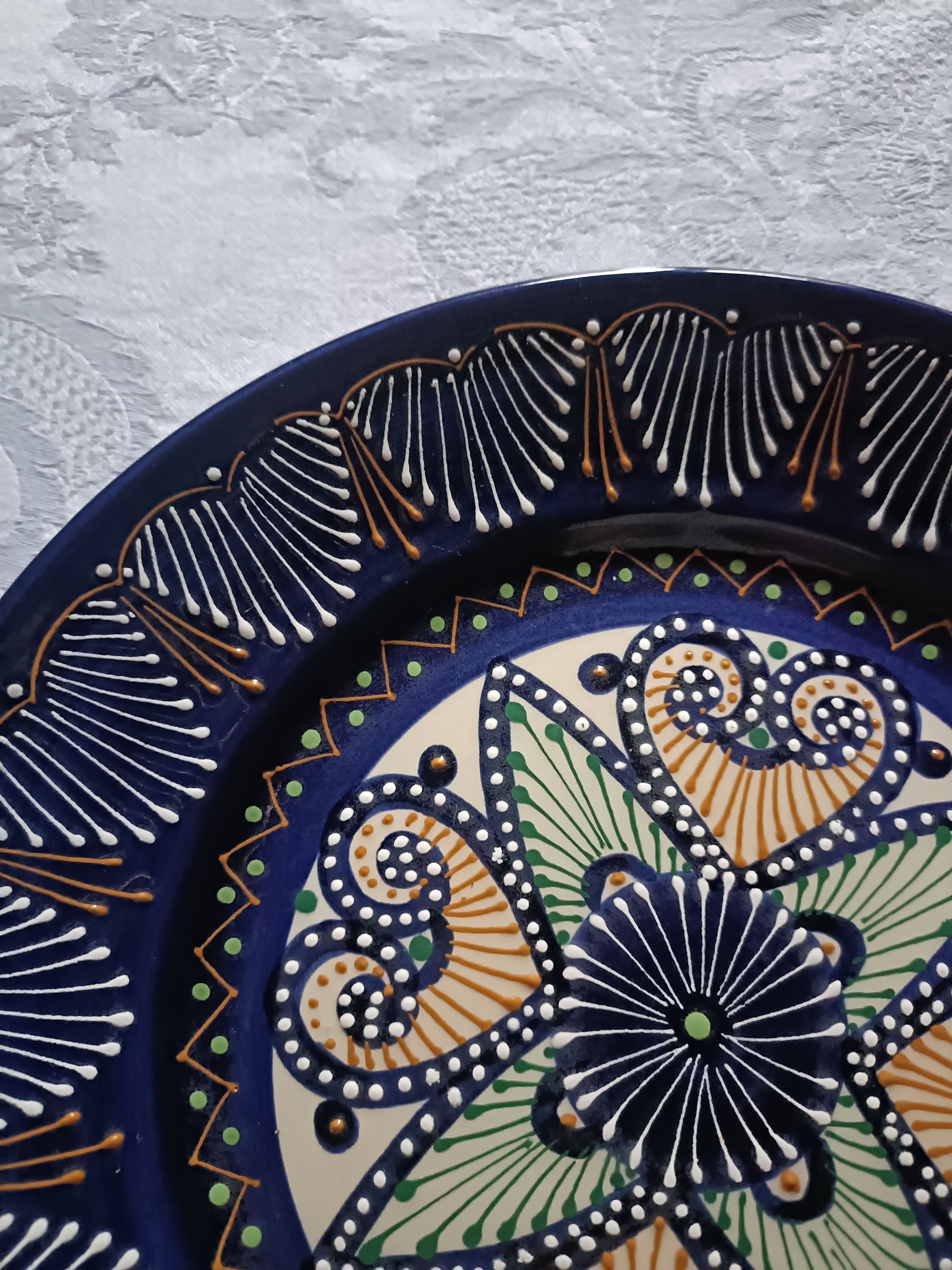 HB Quimper plate with pearl/embroidery signed P. Poquet