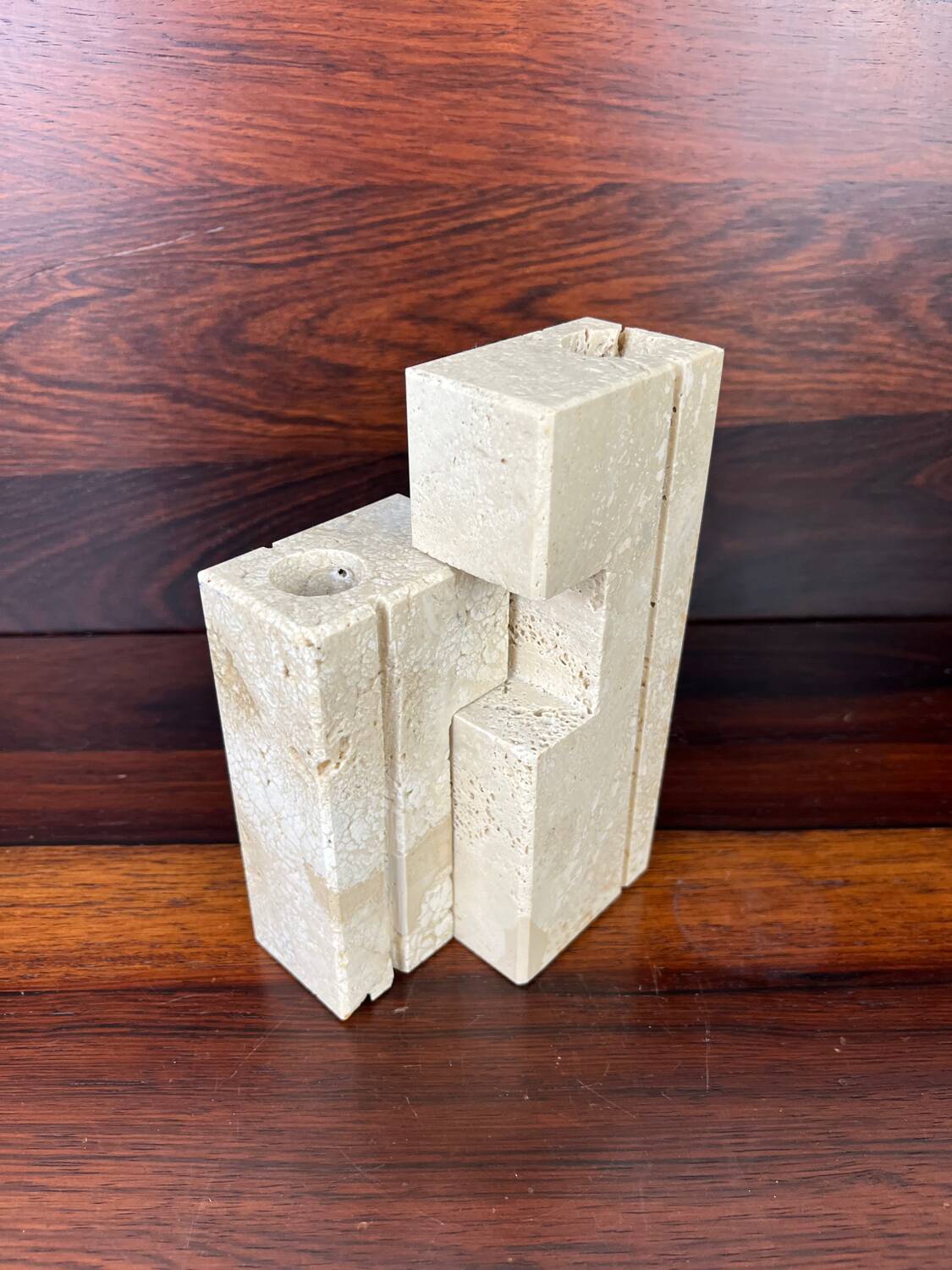 2 bougeoirs en travertin