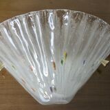 Murano glass wall light and brass cabochons 1970