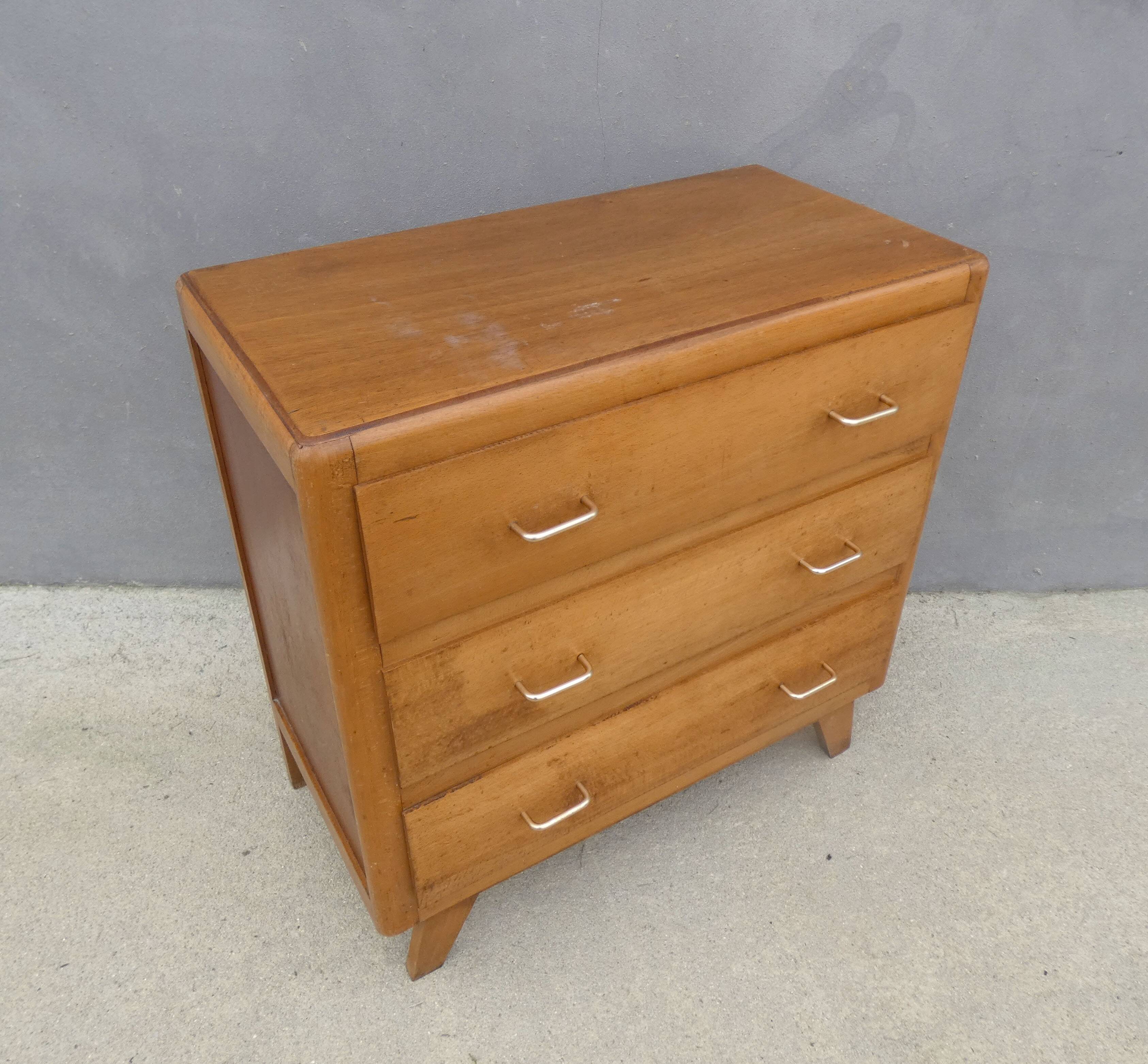 commode vintage en bois pieds compas