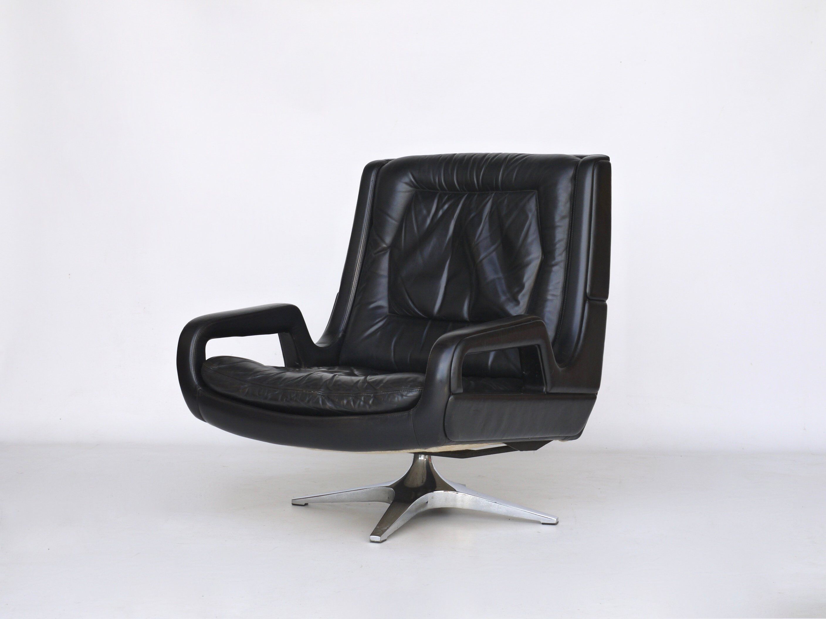 Leather Swivel Lounge Chair. 1960s