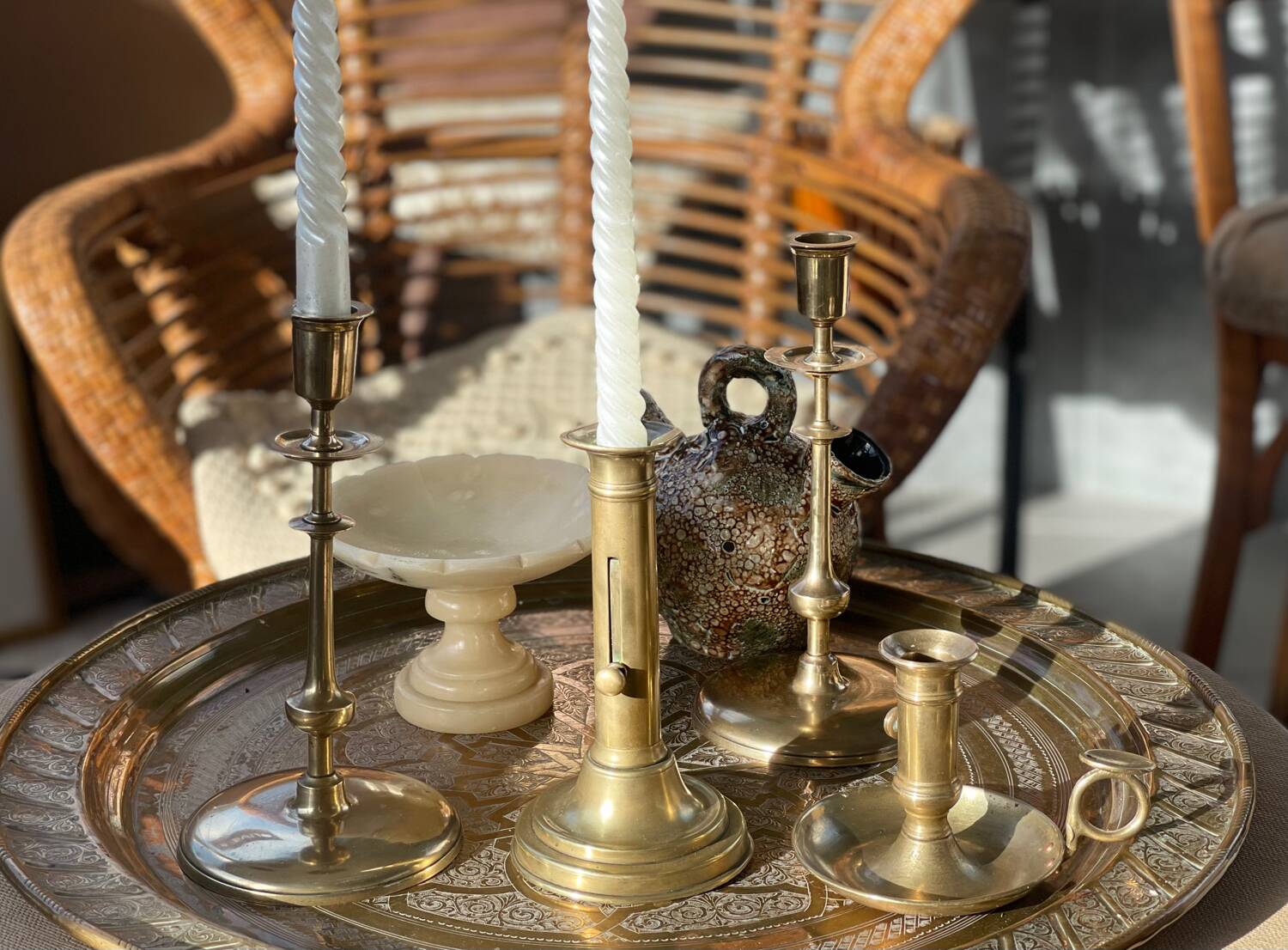 Solid brass candle holder