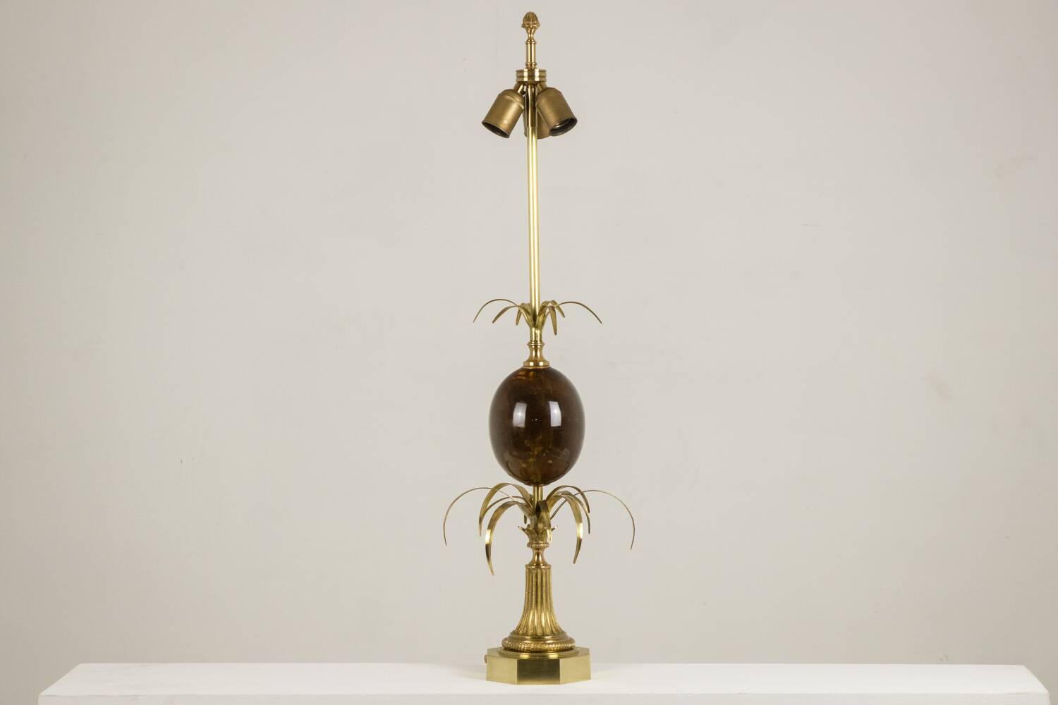 Bronze and resin egg lamp signed Maison Charles, 1970s.