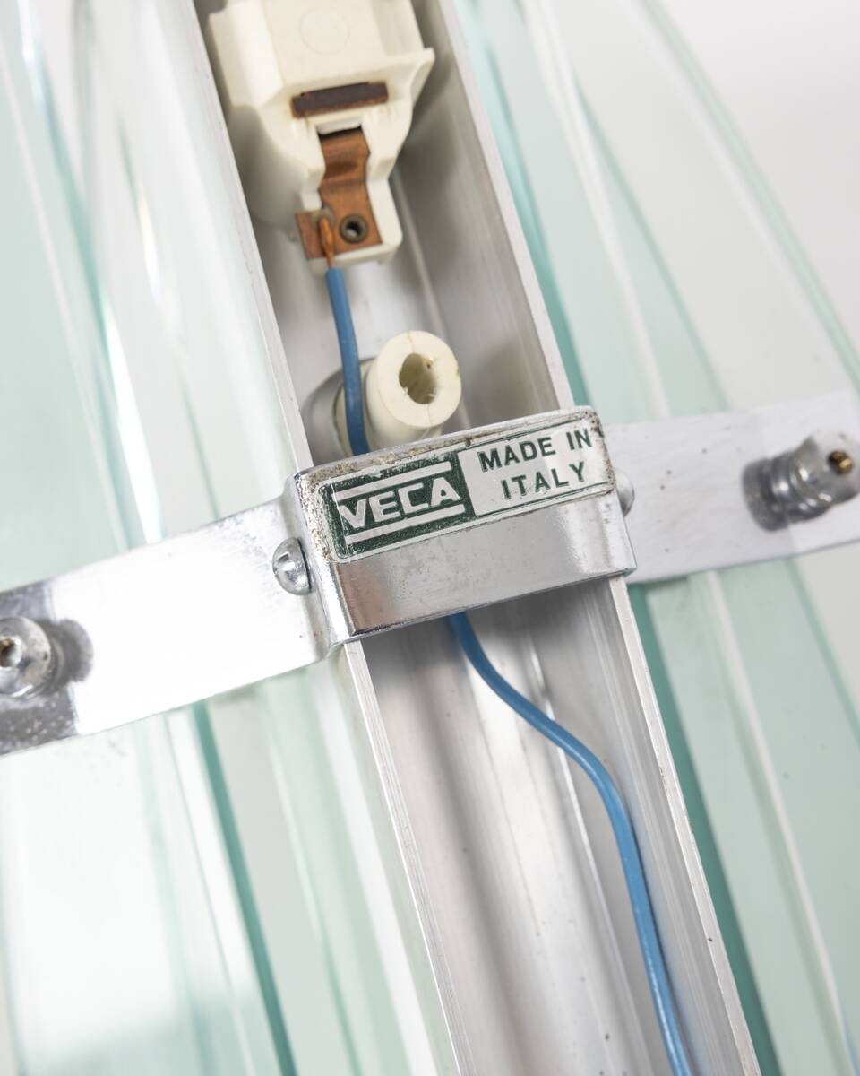 Vintage 70s metal and glass wall lamp design Veca