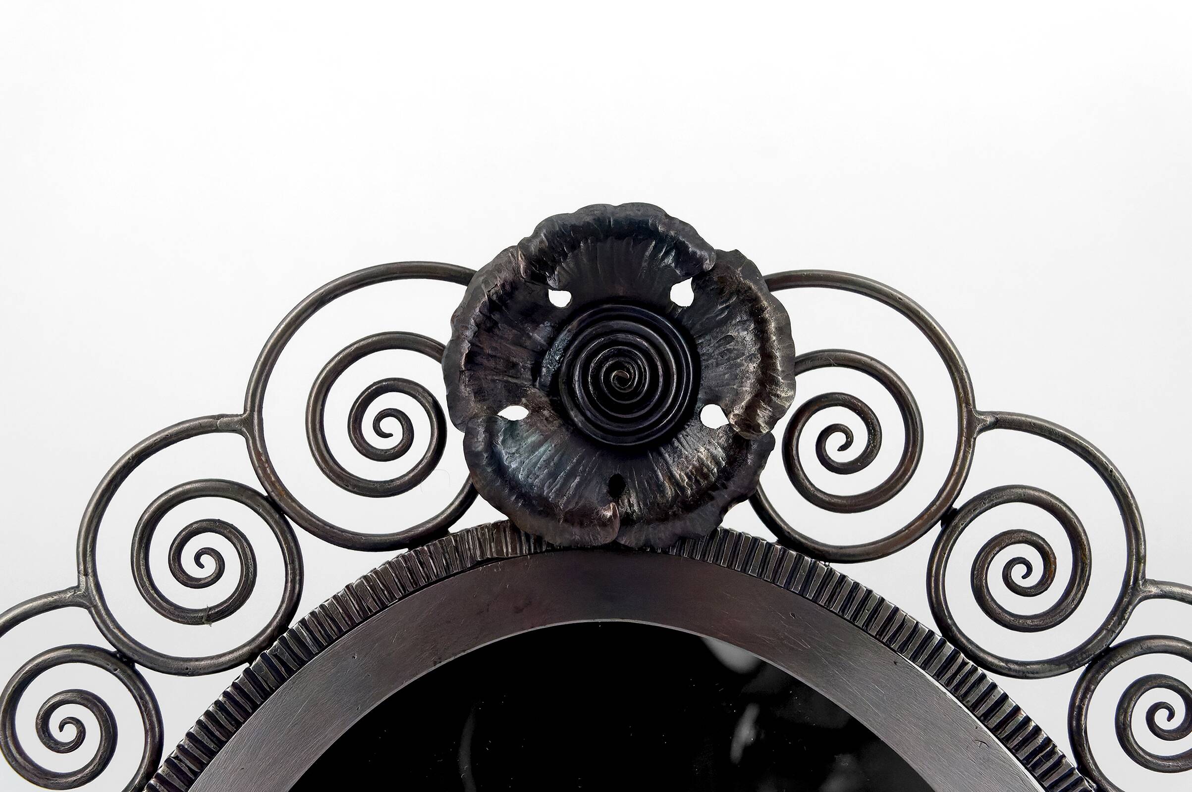 Wrought Iron Mirror, Art Deco, Floral Theme, France, Circa 1920