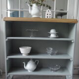 Vintage bookcase green of gray wooden top