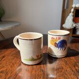 2 1950s Puglia Rooster Cups
