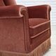 1970s, Danish highback armchair, salmon pink furniture velour, beech wood.