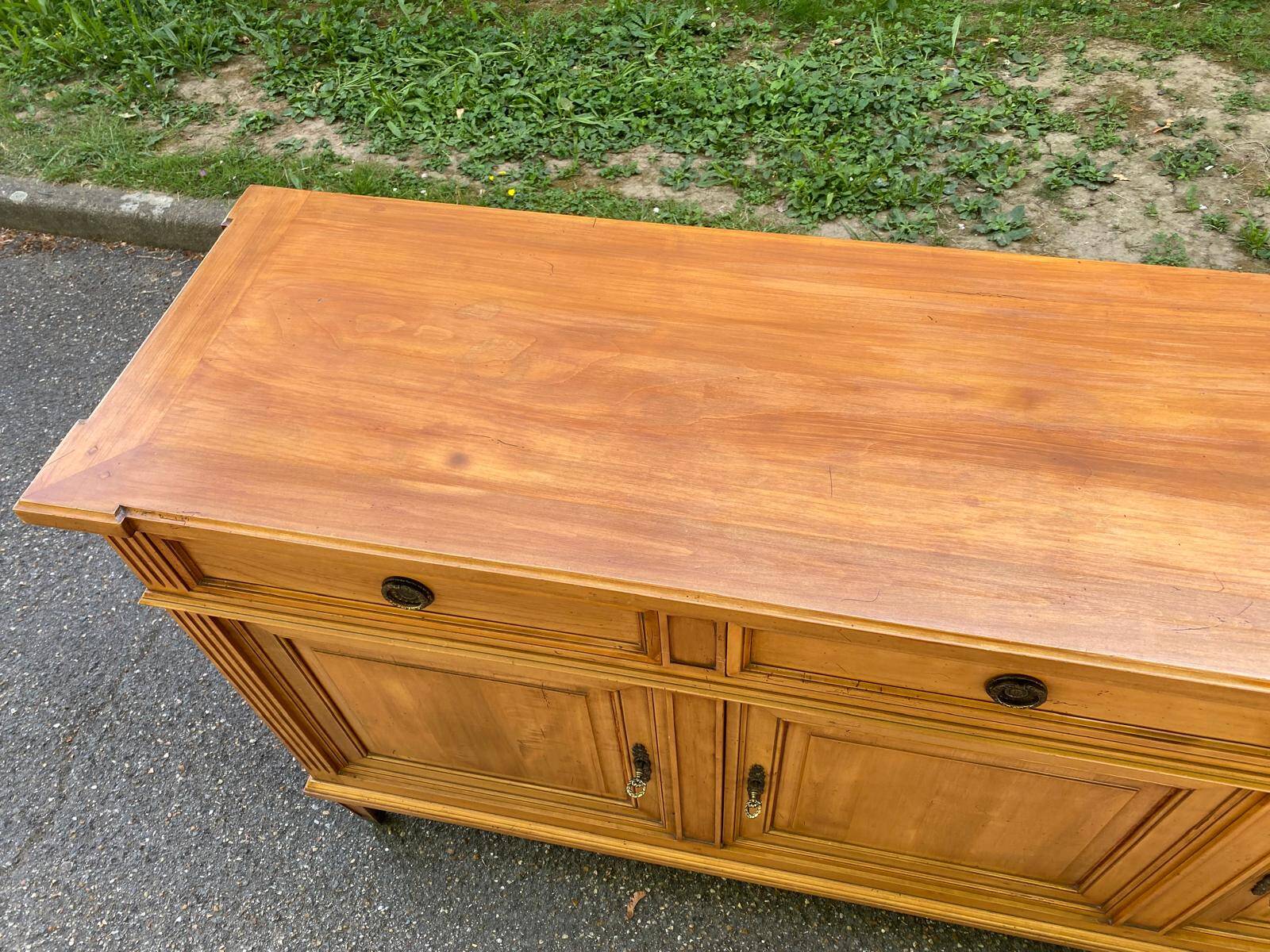 Louis XVI solid oak sideboard with 3 doors and 3 drawers, 175 cm