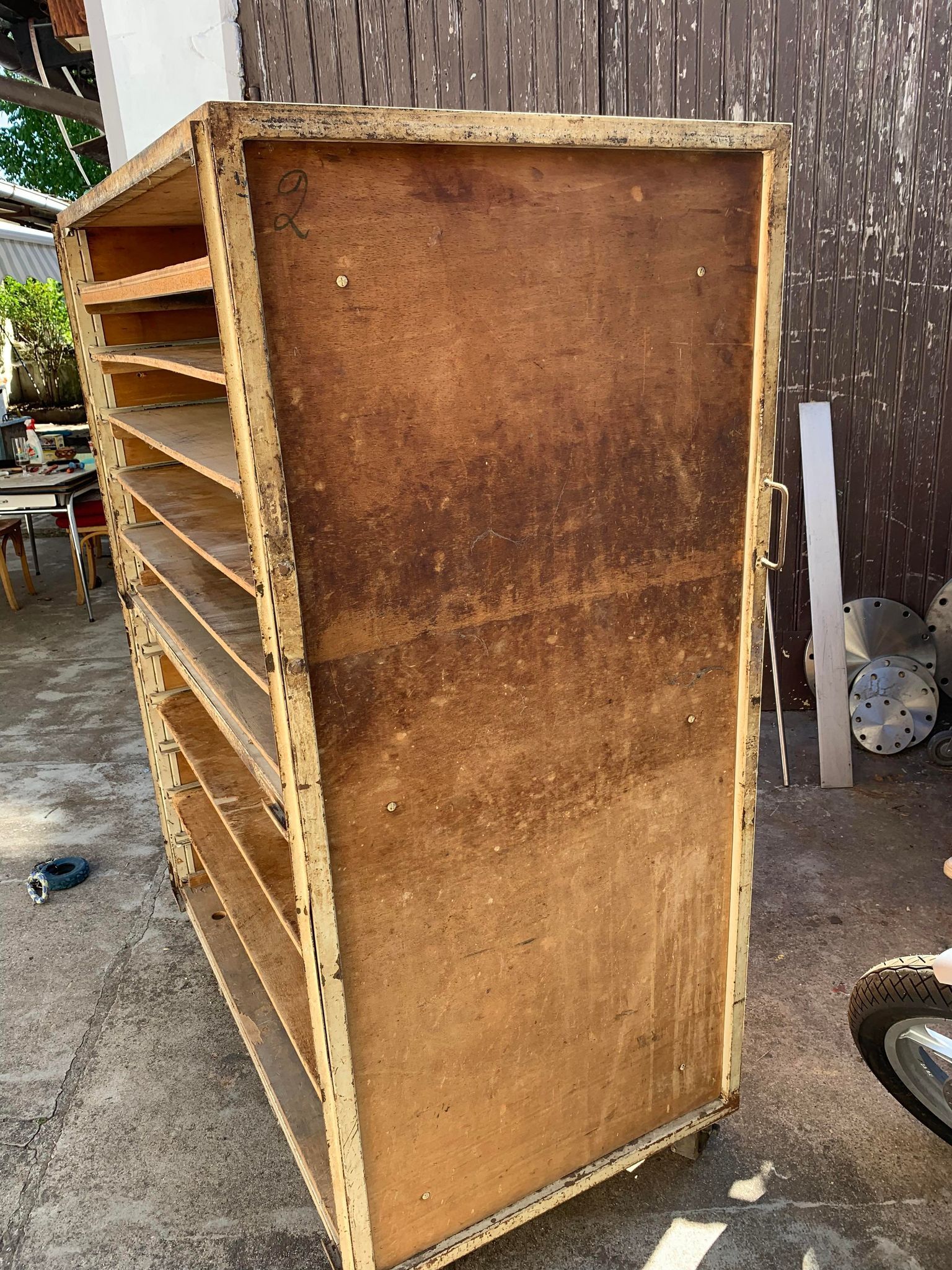 Old furniture by trade bakery bread trolley cabinet iron and wood