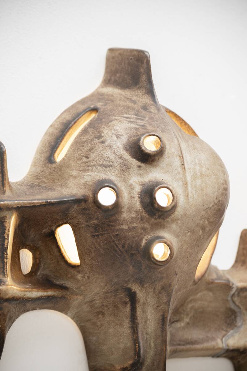 Brutalist wall lamp by Matt Camps for Loré Ceramics, the Netherlands, 1960s