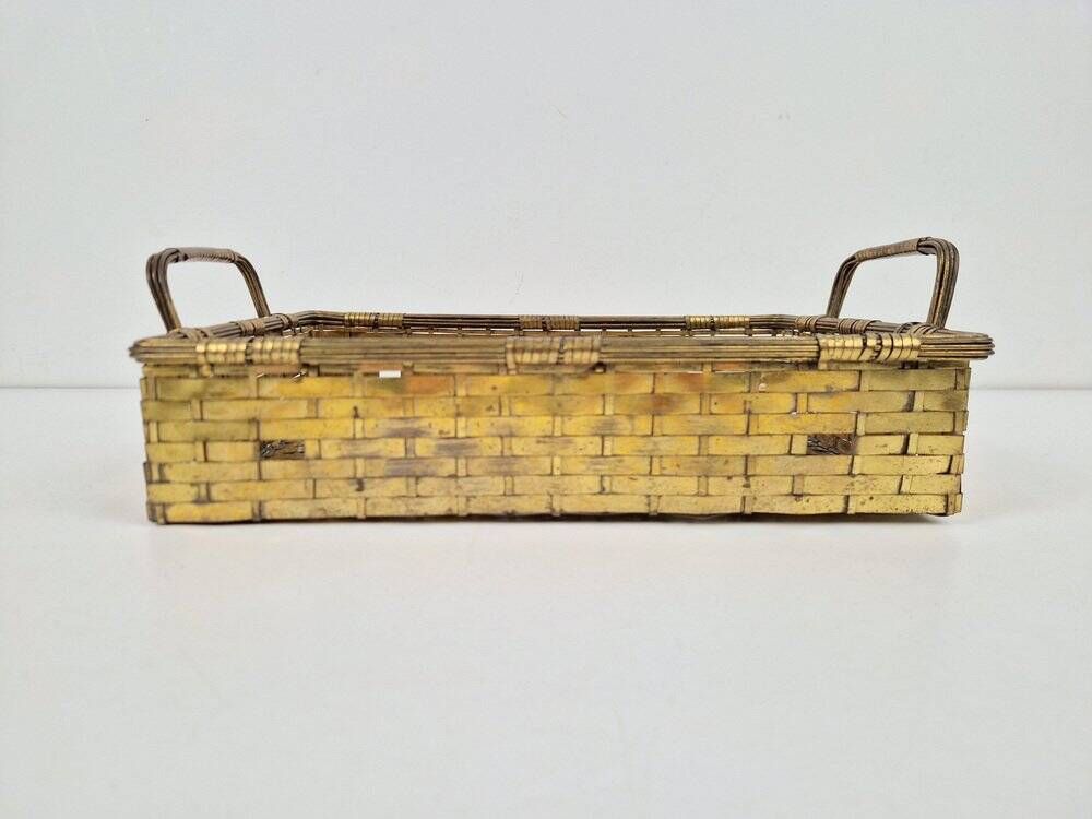 Vintage France Regency Style Woven Brass Bread Basket, 1960s