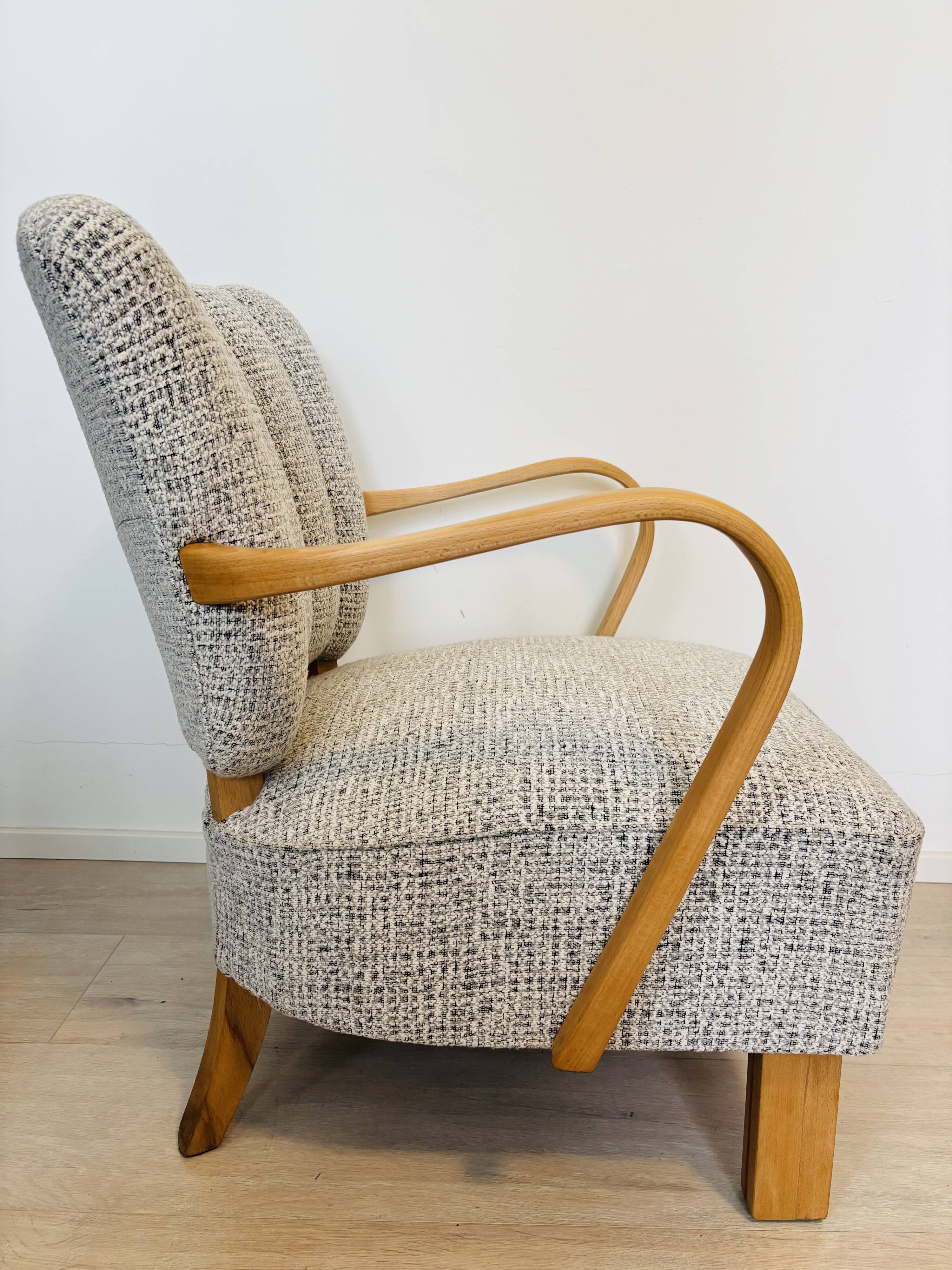 Fully Restored Vintage Lounge Arm Chair by Jindrich Halabala H-237, 1950’s