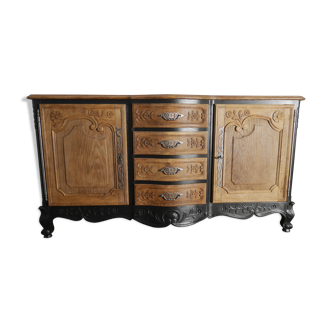 buffet in chene and metal patina black