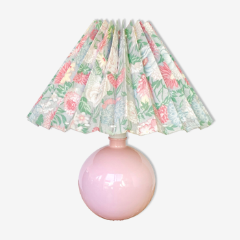 Lampe boule céramique abat jour fleurs