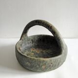 Old terracotta basket signed Campo Piano Orezza Corsican pottery Vintage 1960