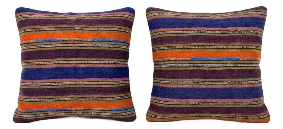Set of 2 vintage kilim cushion covers 58x58 cm