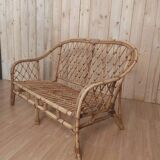 Vintage rattan bench