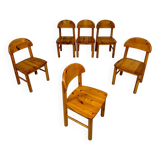 Set of 6 solid pine chairs, Scandinavian design, Reiner Daumiller