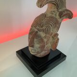 Statue / replica head of the Mayan king pakal janaab vintage 70s