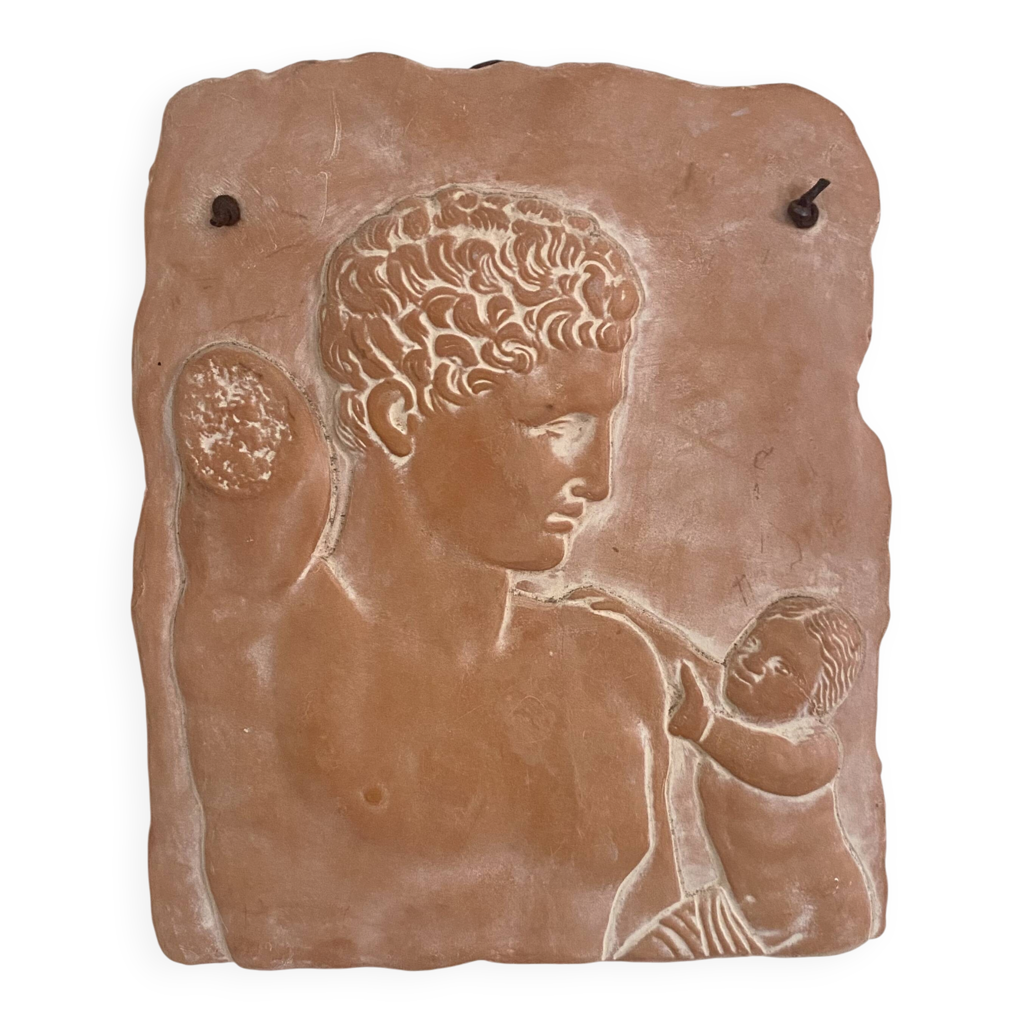 Ancient-style terracotta plaque to hang