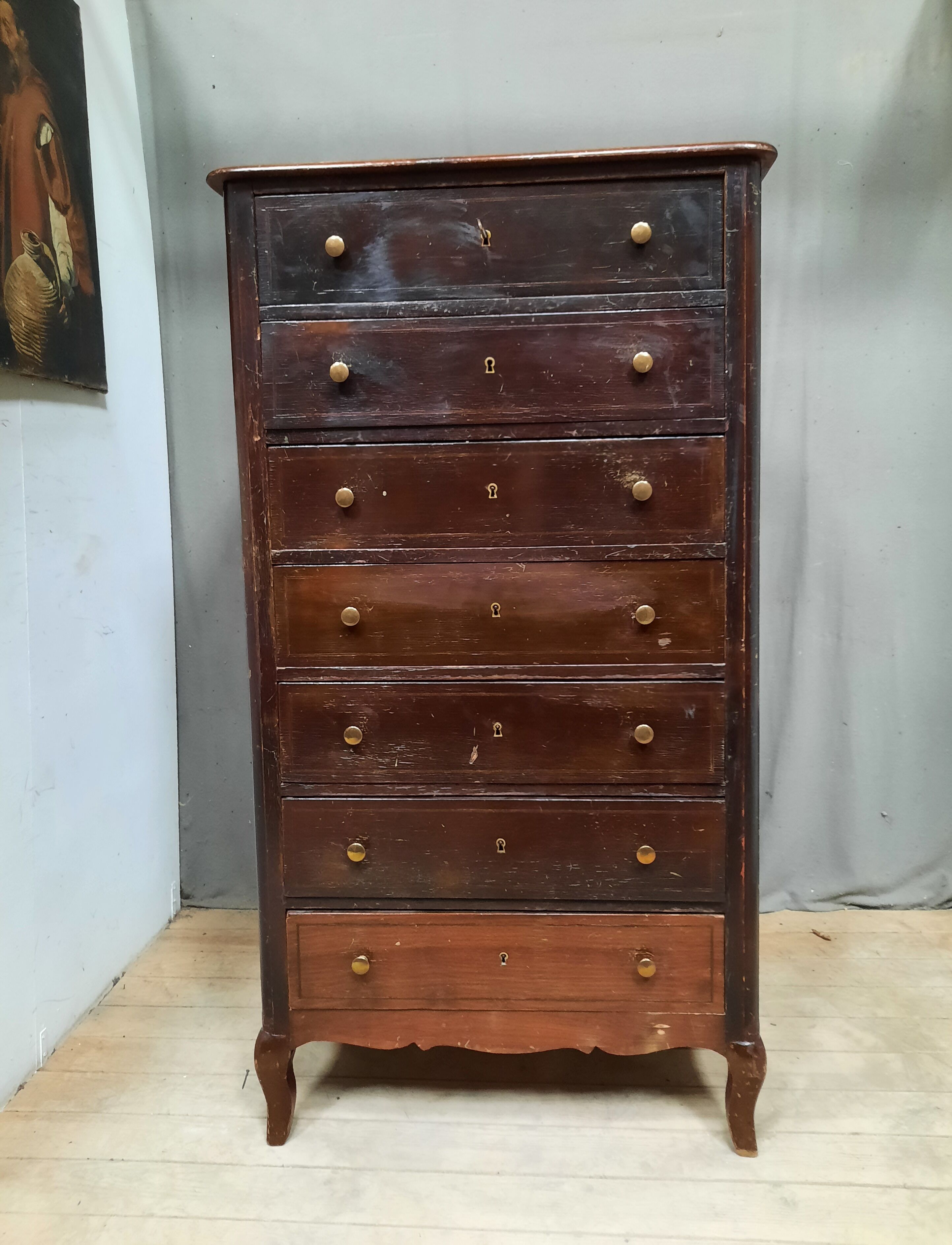 Furniture with 7 drawers in painted wood