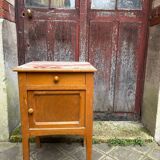 Marble and wood bedside table