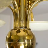 Art Deco Brass and Glass Chandelier, 1930s